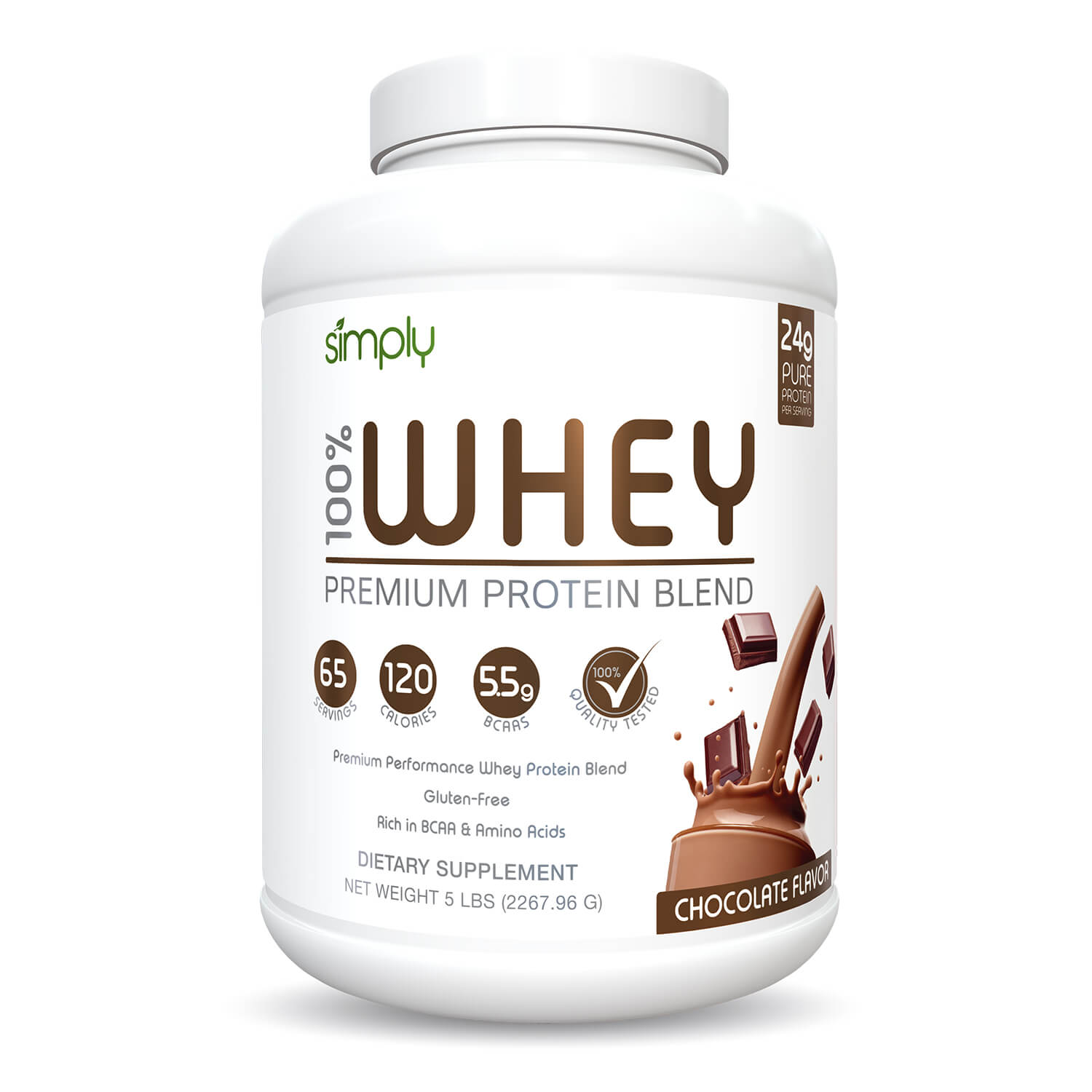 100 Whey Premium Protein Blend 5Lbs Simply Vitamins